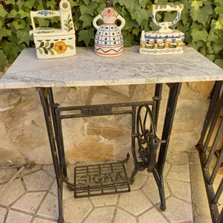 Mesa, Máquina Coser Tapa Mármol