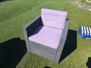 Conjunto Muebles Jardín Ratán Gris/Morado