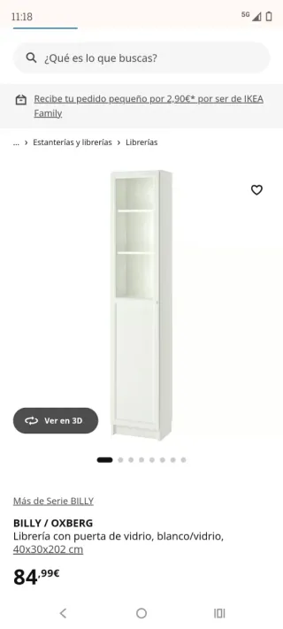 Vitrina Billy/Oxberg IKEA Blanca
