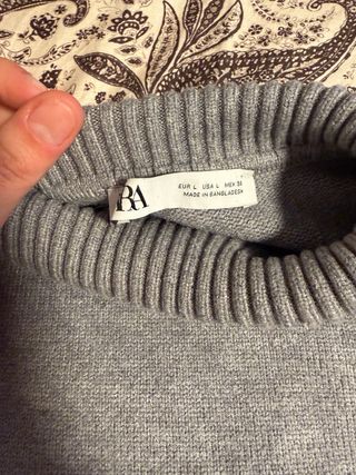 Jersey Zara rayas cuello alto gris Talla L