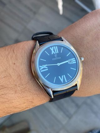 Reloj Festina Elegante Negro Acero y Fecha