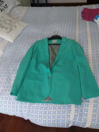 Blazer SuiteBlanco Talla XS Color Verde Azulado
