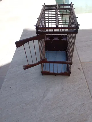 Jaula para pájaros de madera y meta Artesana l