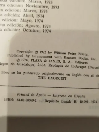 El Exorcista - Novela William Peter Blatty 1974