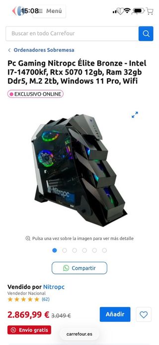 PC Gaming i7 14700KF RTX 5070 NitroPC nuevo