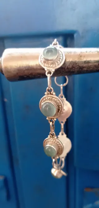 Pulsera de plata con calcedonia aqua.