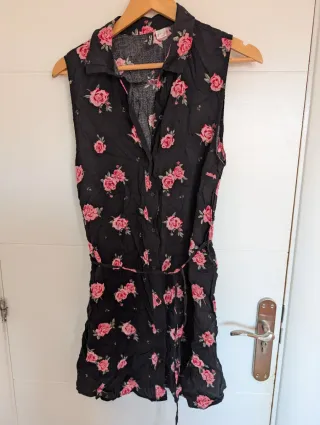 Vestido camisero H&M flores verano T.44
