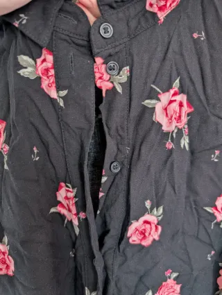 Vestido camisero H&M flores verano T.44