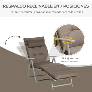 Tumbona Plegable Jardín Beige/Gris