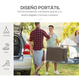 Tumbona Plegable Jardín Beige/Gris