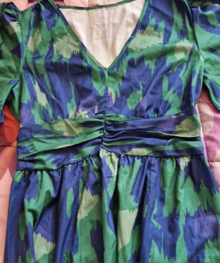 Vestito donna estivo fantasia blu e verde