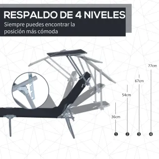 Tumbona plegable con toldo y respaldo