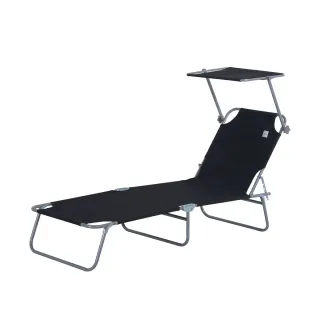 Tumbona plegable con toldo y respaldo