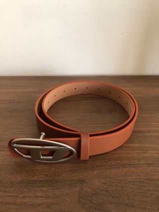 Cinghia marrone chiaro Diesel e argento opaco