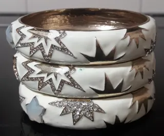 Brazaletes Dorados y Blancos con Brillantes