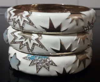 Brazaletes Dorados y Blancos con Brillantes