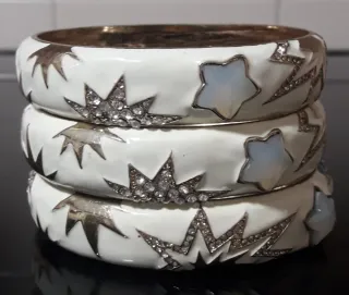 Brazaletes Dorados y Blancos con Brillantes