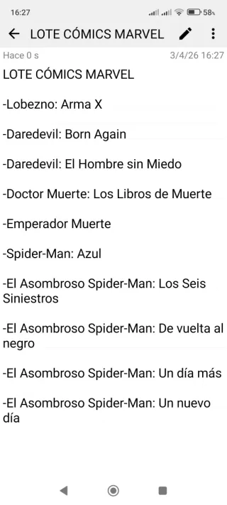 Lote 10 cómics Marvel en español
