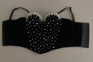 Top corsé joya negro - Elegante y brillante
