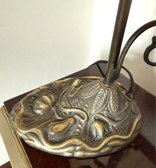 Lampada da tavolo Gallé vetro e metallo