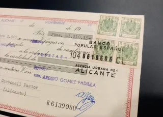 Lote 3 efectos timbrados Banco Popular ca. 1965-66