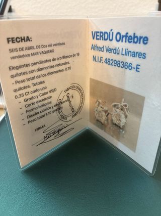 Pendientes Oro 18K Diamantes Naturales 0.70 Ct