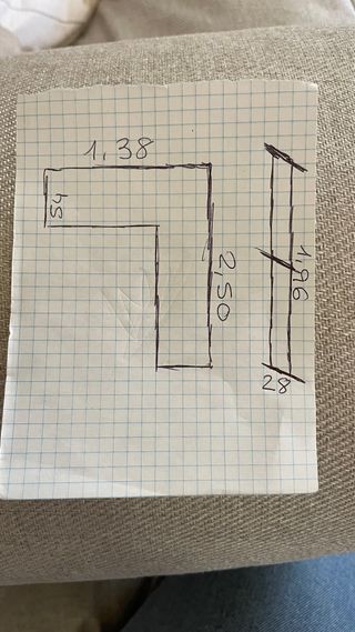 Scrivania angolare blu e legno