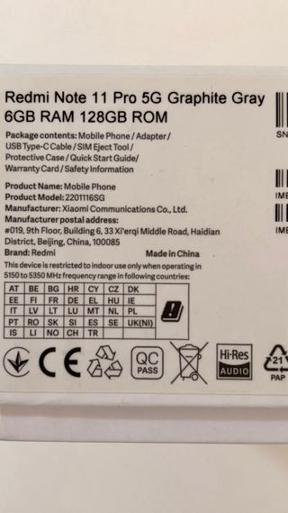 XIAOMI REDMI NOTE 11 Pro 5G