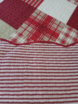 Colcha bouti Patchwork Beige y Roja