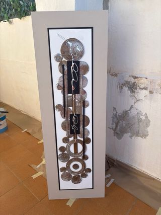 Cuadro moderno metal y madera