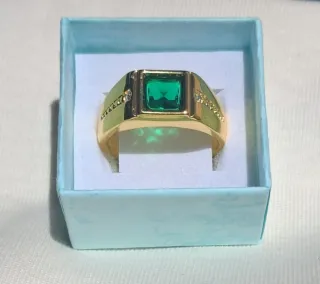 Anillo Triple baño de Oro 18K con piedra circonita