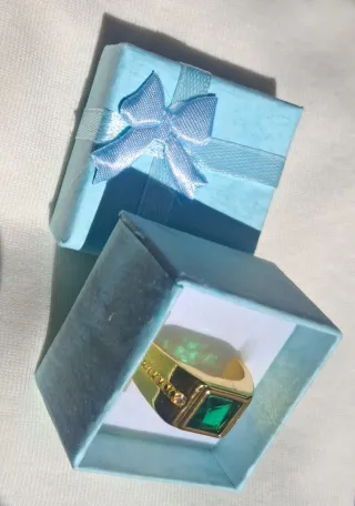 Anillo Triple baño de Oro 18K con piedra circonita