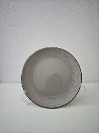 Conjunto de 4 pratos em cerâmica Taupe com dourado