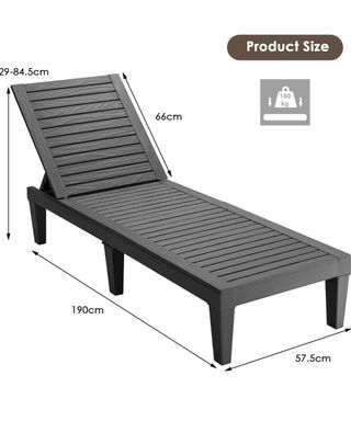 Tumbona gris de plástico sin usar