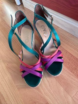 Sandalias cuña esparto multicolor