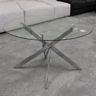 Mesa redonda cristal y metal de 100 cm