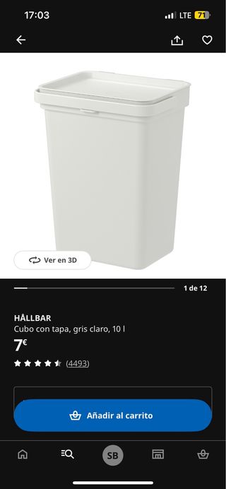 Cubo basura orgánica 10L (Ikea HÅLLBAR)