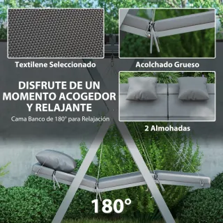 Columpio Jardín 2 Plazas Convertible Cama