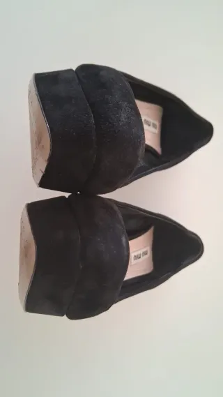 Miu Miu Scarpe da Sera in Camoscio Nero con Tacco e Piattaforma