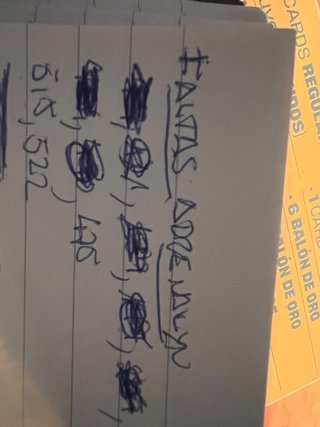 Faltas Lista Adrenalyn XL Liga 2025-2026
