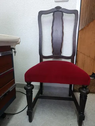 Conjunto 5 Sillas Vintage Terciopelo Rojo