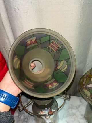 Lámparas portavelas bote cristal pintado - 2 u