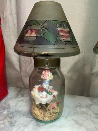 Lámparas portavelas bote cristal pintado - 2 u