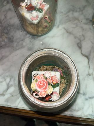 Lámparas portavelas bote cristal pintado - 2 u