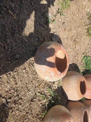 Bebederos antiguos de barro (9 unidades)