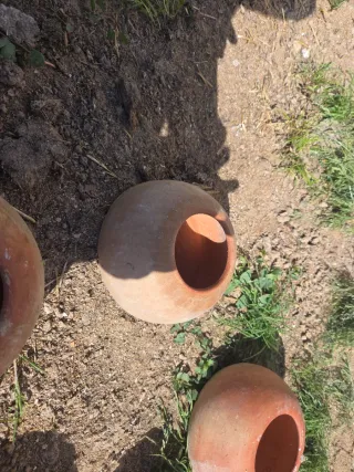 Bebederos antiguos de barro (9 unidades)