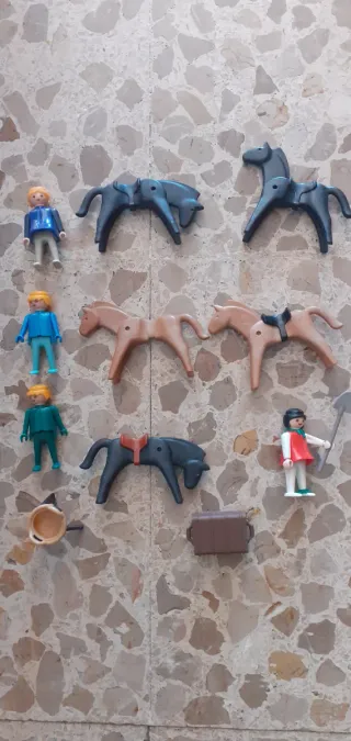 Set di bambole e cavalli Famobil geobra 1974