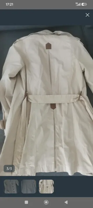 Gabardina trench Zara Beige Mujer