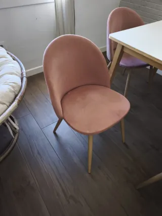 Sillas de comedor de terciopelo rosa (4uds)
