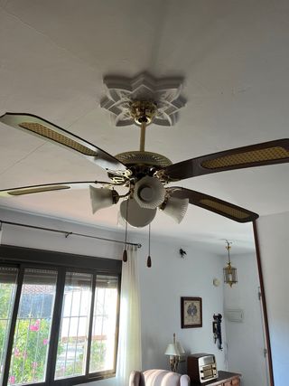 Lámpara Ventilador Techo Madera
